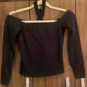 American apparel black long sleeve top with choker